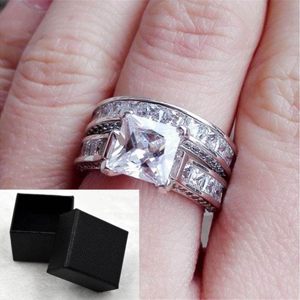 Princess Cut CZ Couple Rings – His & Her Set - ZA-Zola