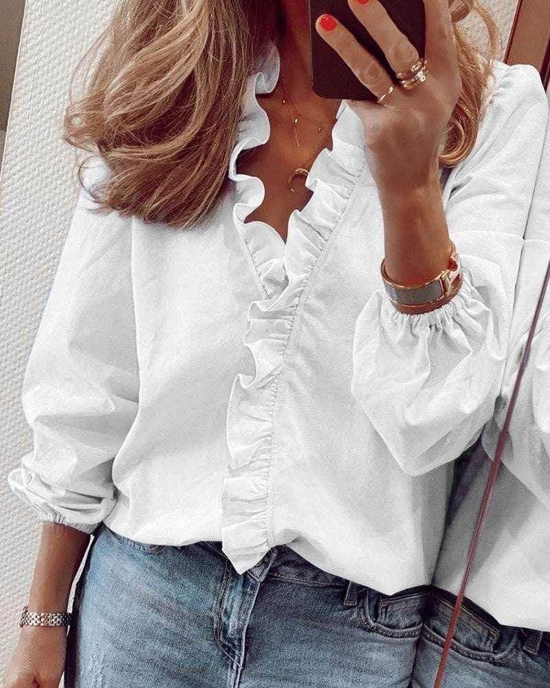 Ruffled Long Sleeve Shirt for Women - ZA-Zola