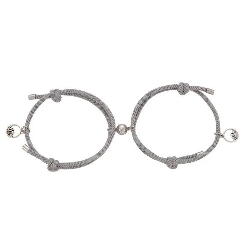 Magnetic Couple Distance Bracelet Set - Alloy - ZA-Zola