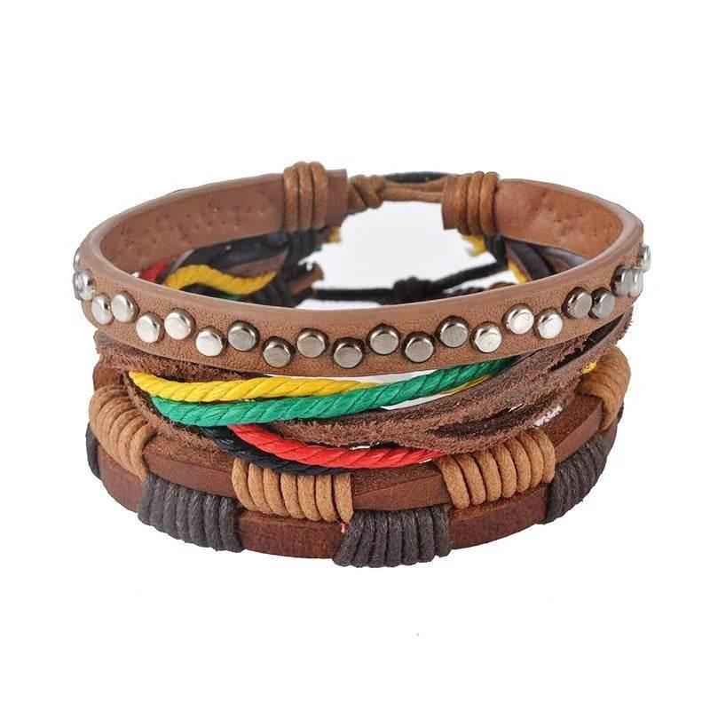 Vintage Leather Punk Wrap Bracelet Unisex - ZA-Zola