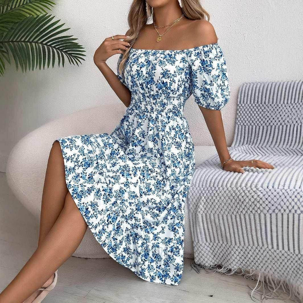 Floral Print Square Collar Ruffle Dress – Summer Fashion - ZA-Zola