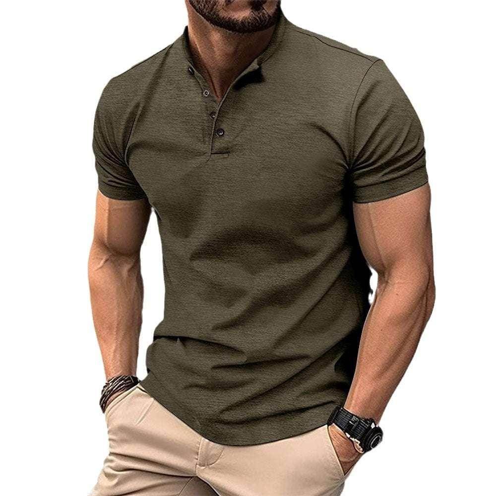 Men’s stylish olive green short sleeve polo shirt from ZA-Zola, casual UK fashion