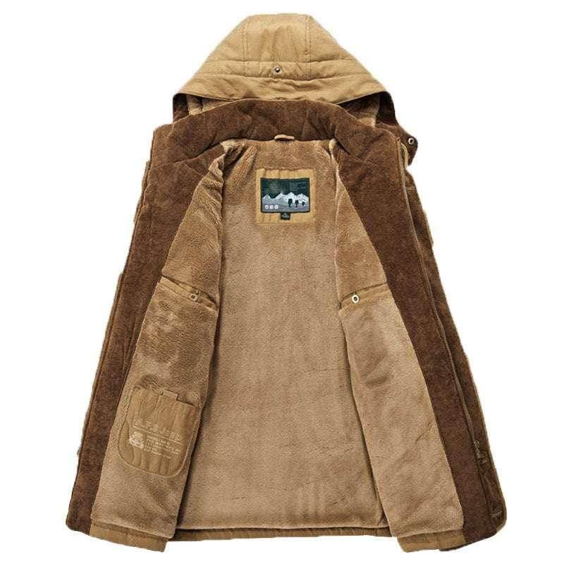Thickened Multi-Pocket Hooded Men's Cotton Coat - ZA-Zola