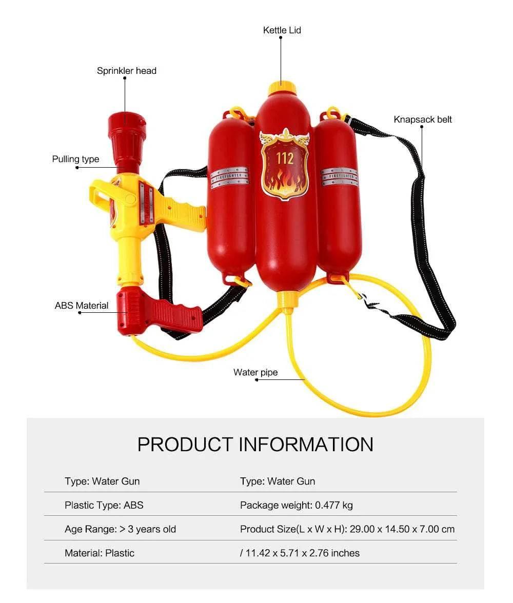 Kids Firefighter Water Gun Backpack Toy - ZA-Zola