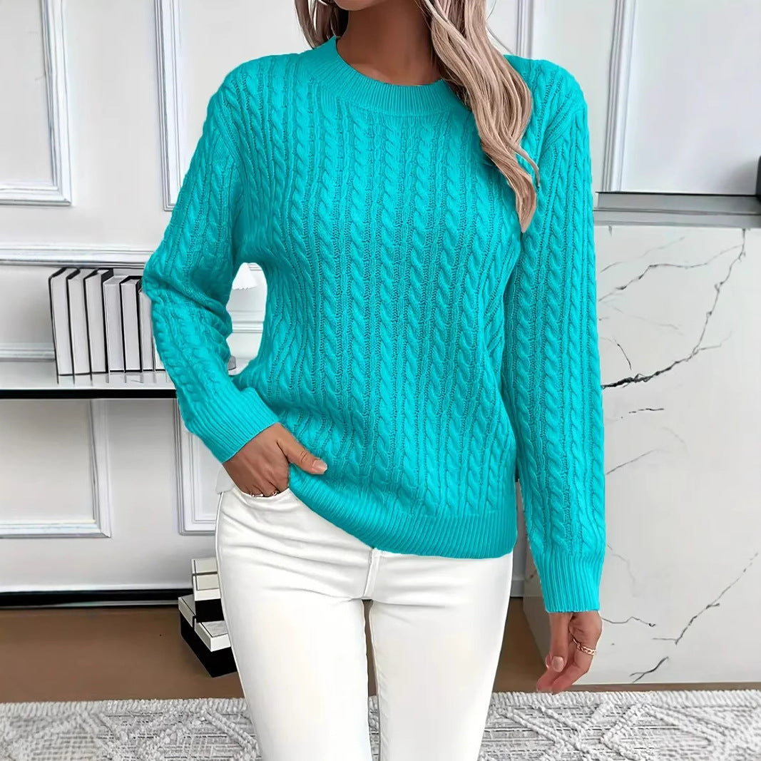 Round Neck Pullover Sweater | Twist Knitted Top