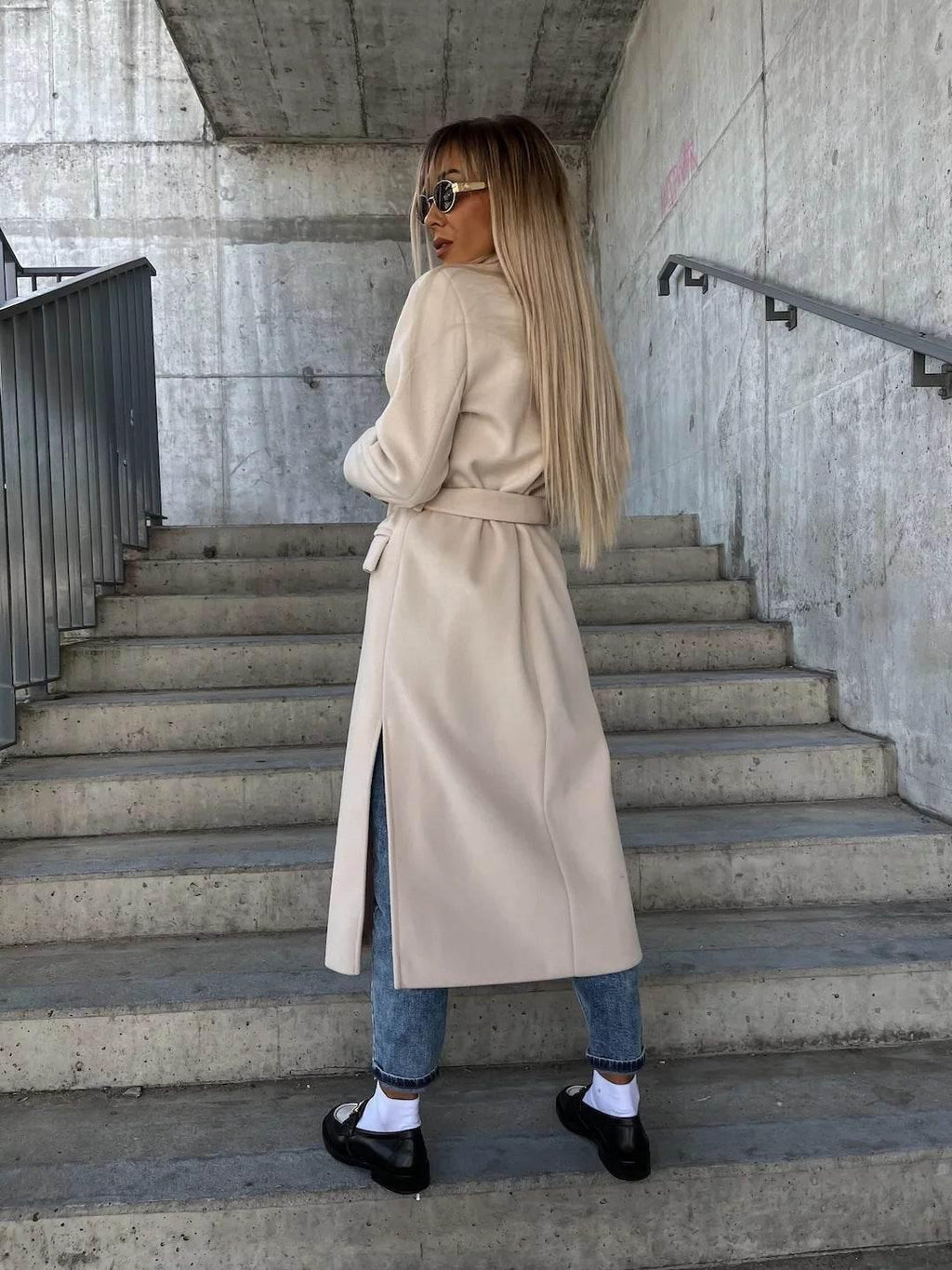 Women’s Double-Breasted Lapel Jacket With Belt Winter Coat - ZA-Zola