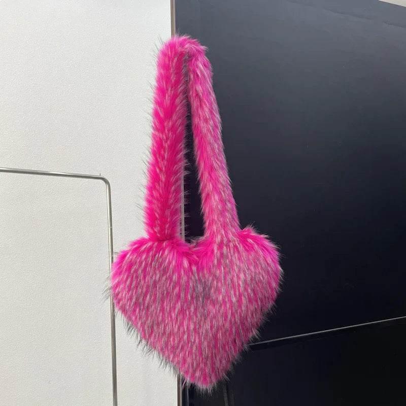 Winter Fleece Heart Shape Bag | Plush Crossbody Handbag - ZA-Zola