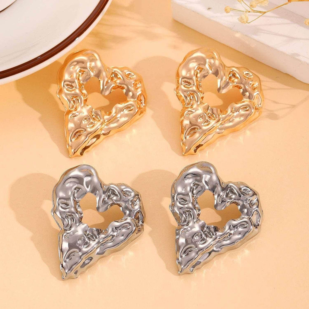 Pleated Hollow Heart Earrings - Shop Now for Love! - ZA-Zola