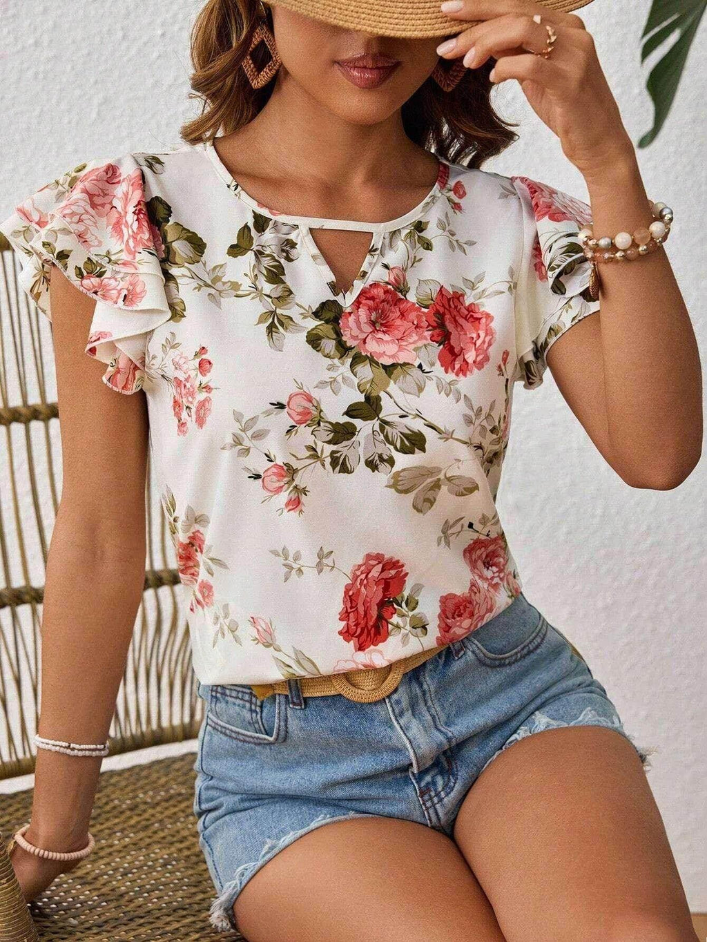 Floral Ruffle Sleeveless Summer Top for Women - ZA-Zola