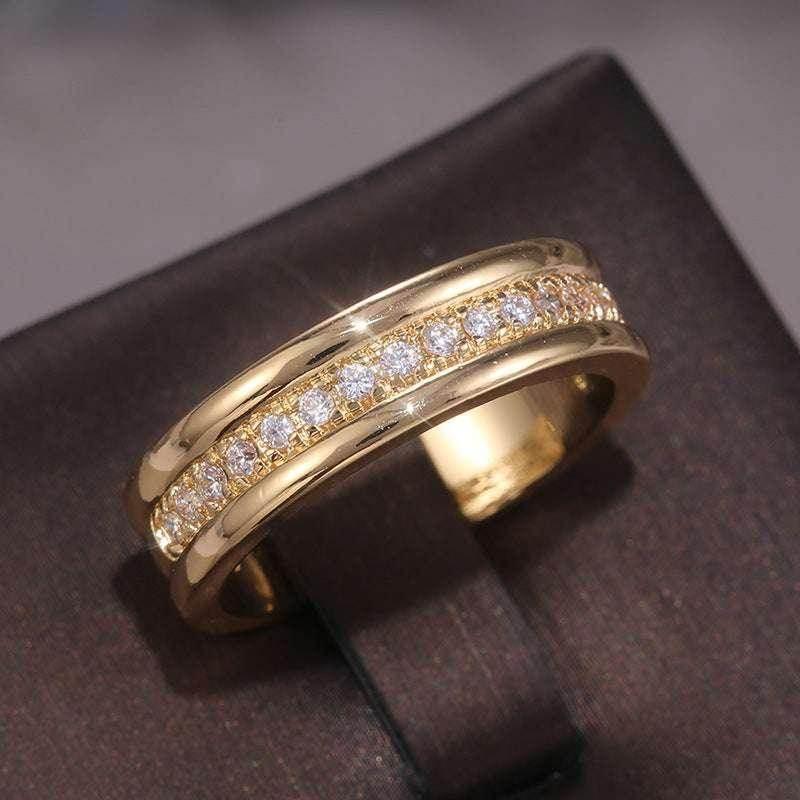 Gold Plated Zircon Geometric Ring for Women - ZA-Zola