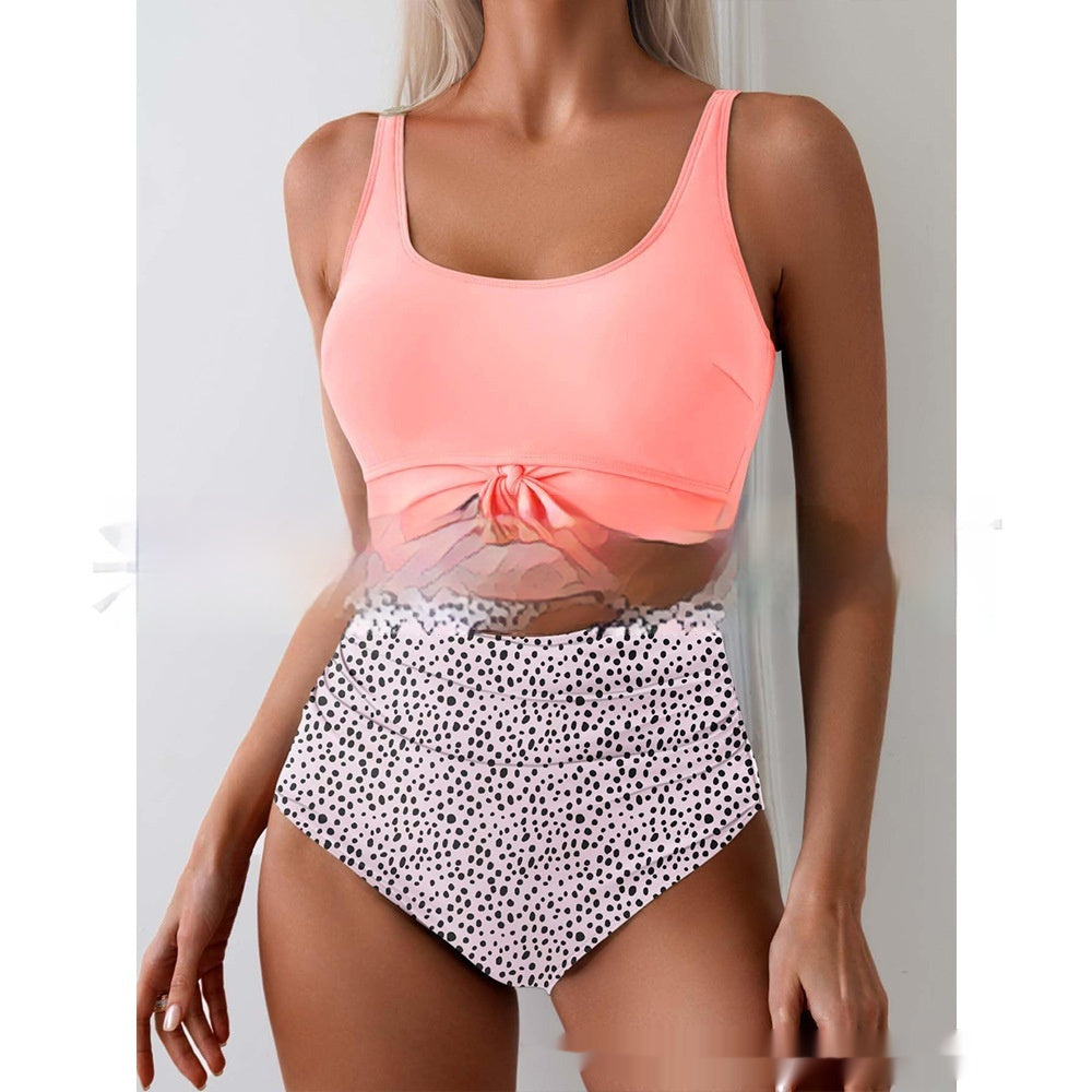 Women Contrast Color Tummy Control One Piece Swimsuit