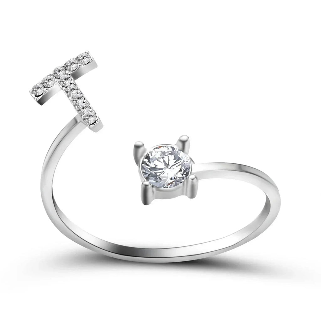 Adjustable A–Z Initial Ring for Women with Zircon - ZA-Zola