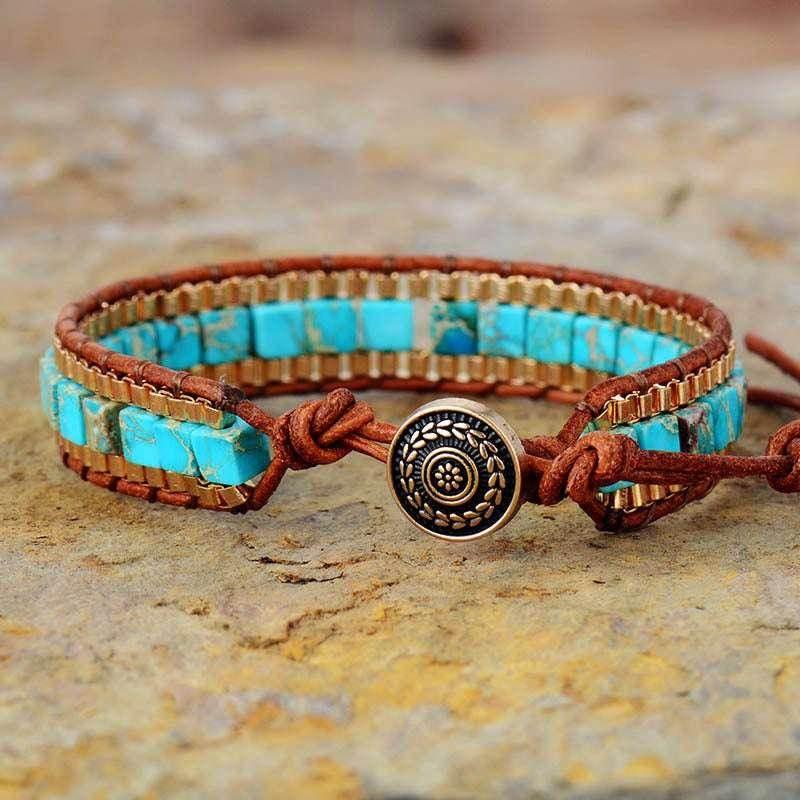 Imperial Stone Hand-Woven Leather Bracelet - ZA-Zola