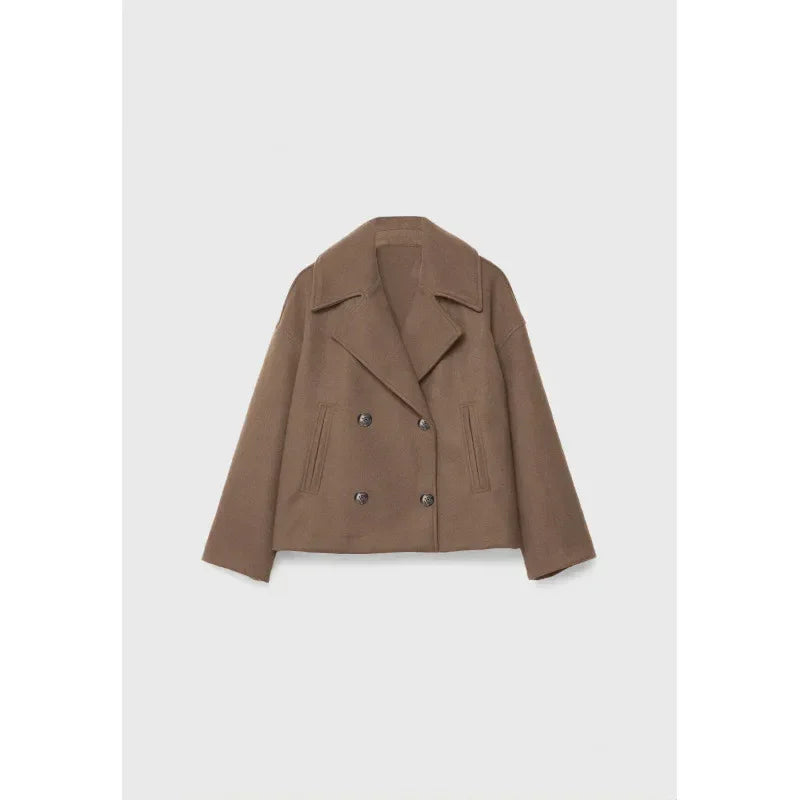 Double Breasted Wool Blazer Women Winter Coat - ZA-Zola