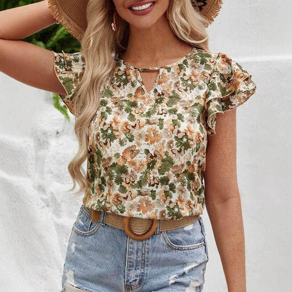 Floral Ruffle Sleeveless Summer Top for Women - ZA-Zola