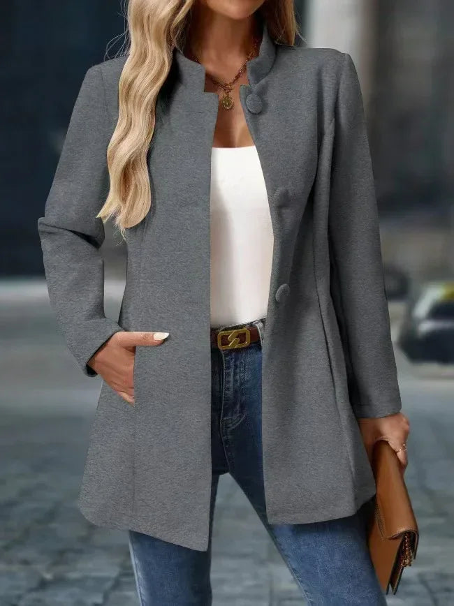 Women Slim Fit Wool Coat – Elegant Lapel Winter Style - ZA-Zola