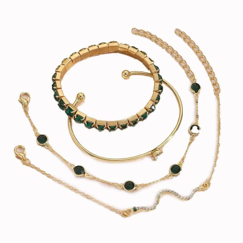 Green Diamond Stretch Bracelet Set | Women's Jewelry - ZA-Zola