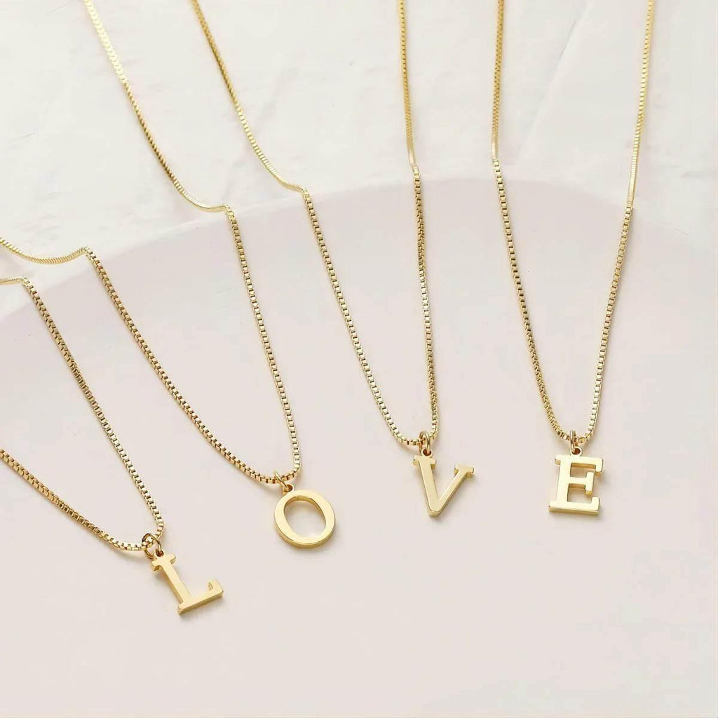 Gold Letter Pendant Necklace – Personalized Charm - ZA-Zola