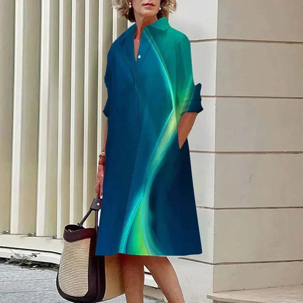 Solid Color Long Sleeve Shirt Dress for Women - ZA-Zola