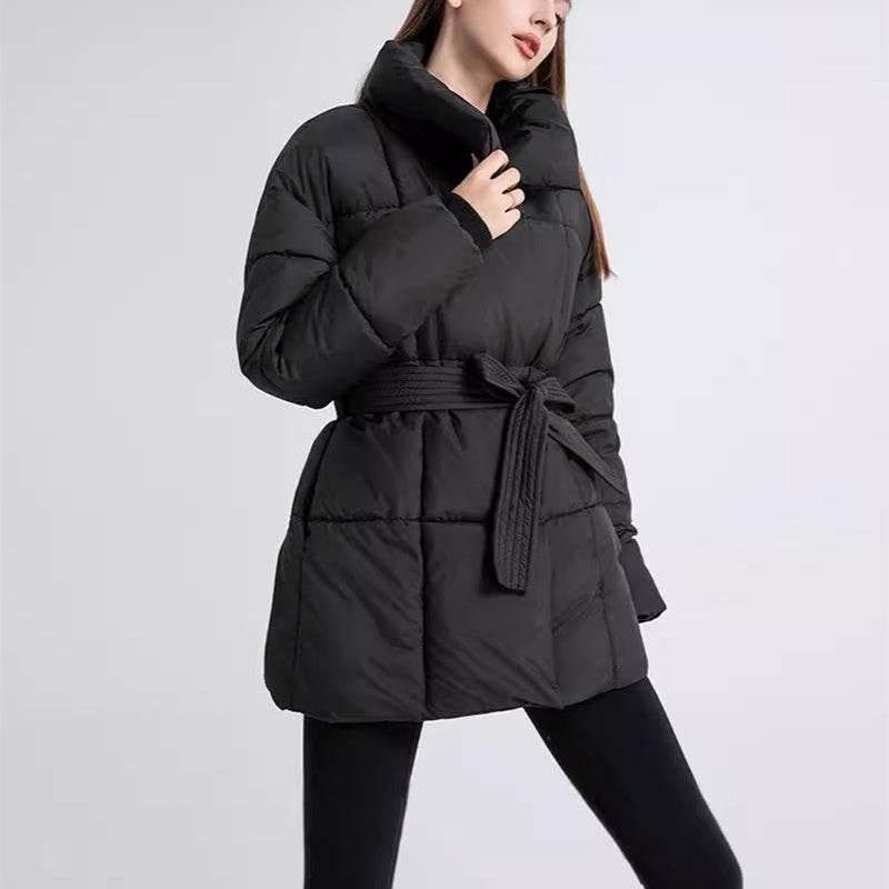Winter Plaid Lapel Coat for Women | Lace-up Thick Warm Jacket - ZA-Zola