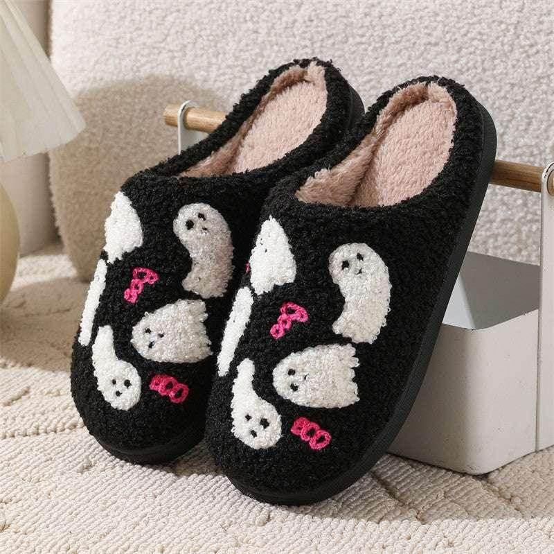 Halloween Ghost Slippers – Cozy Spooky House Shoes - ZA-Zola