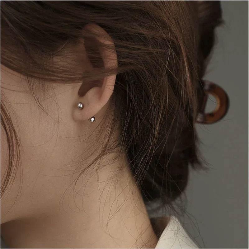 Titanium Steel Double-Sided Ball Stud Earrings – Modern Jewelry - ZA-Zola