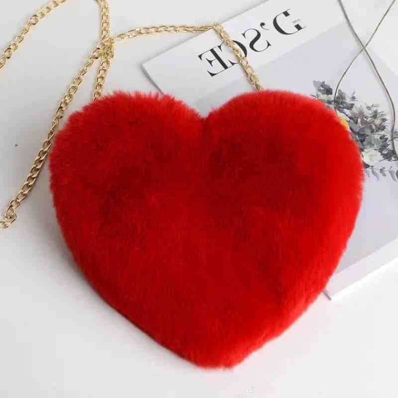 Heart Plush Chain Shoulder Bag | Valentine's Day Gift - ZA-Zola