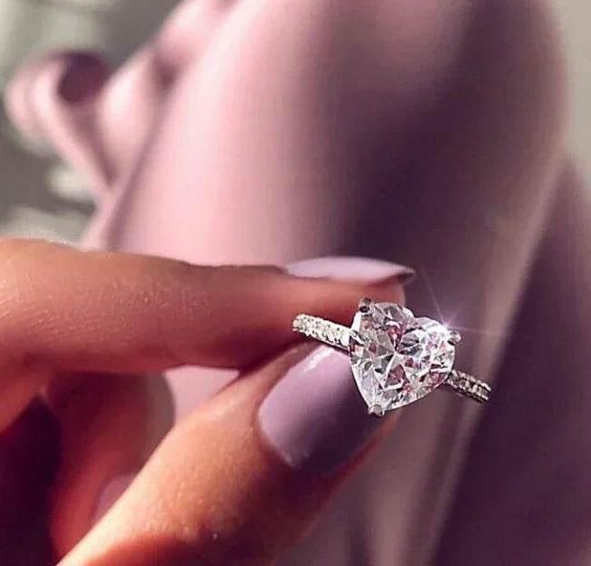 Heart-Shaped AAA Zircon Ring – Elegant Sparkle - ZA-Zola