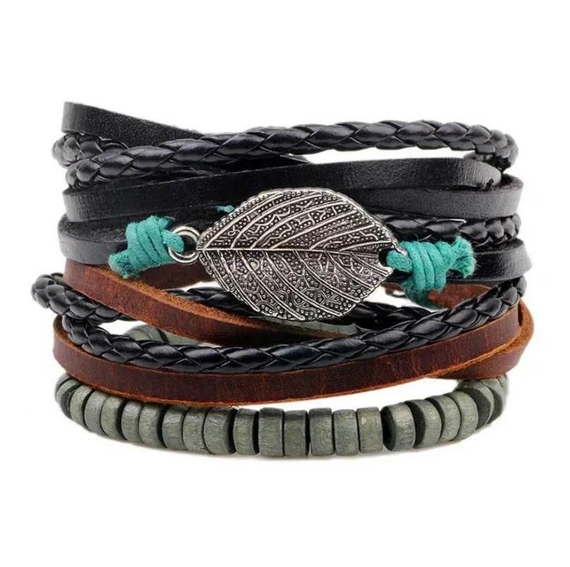 Men’s Vintage Braided Leather Bracelet - ZA-Zola
