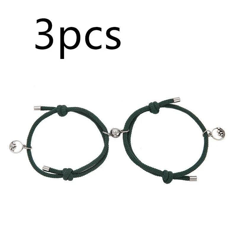Magnetic Couple Distance Bracelet Set - Alloy - ZA-Zola