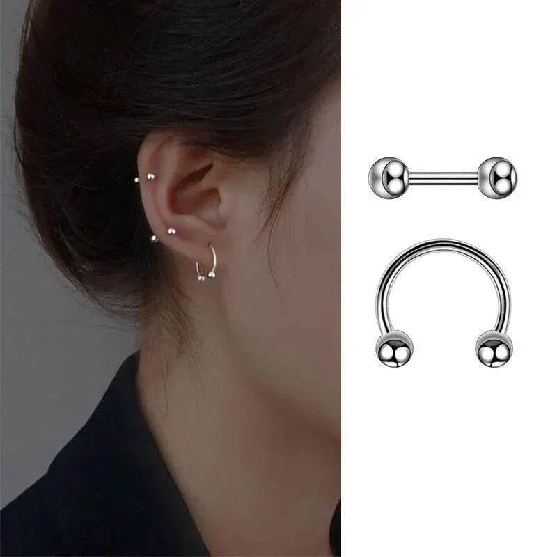 Titanium Steel Double-Sided Ball Stud Earrings – Modern Jewelry - ZA-Zola