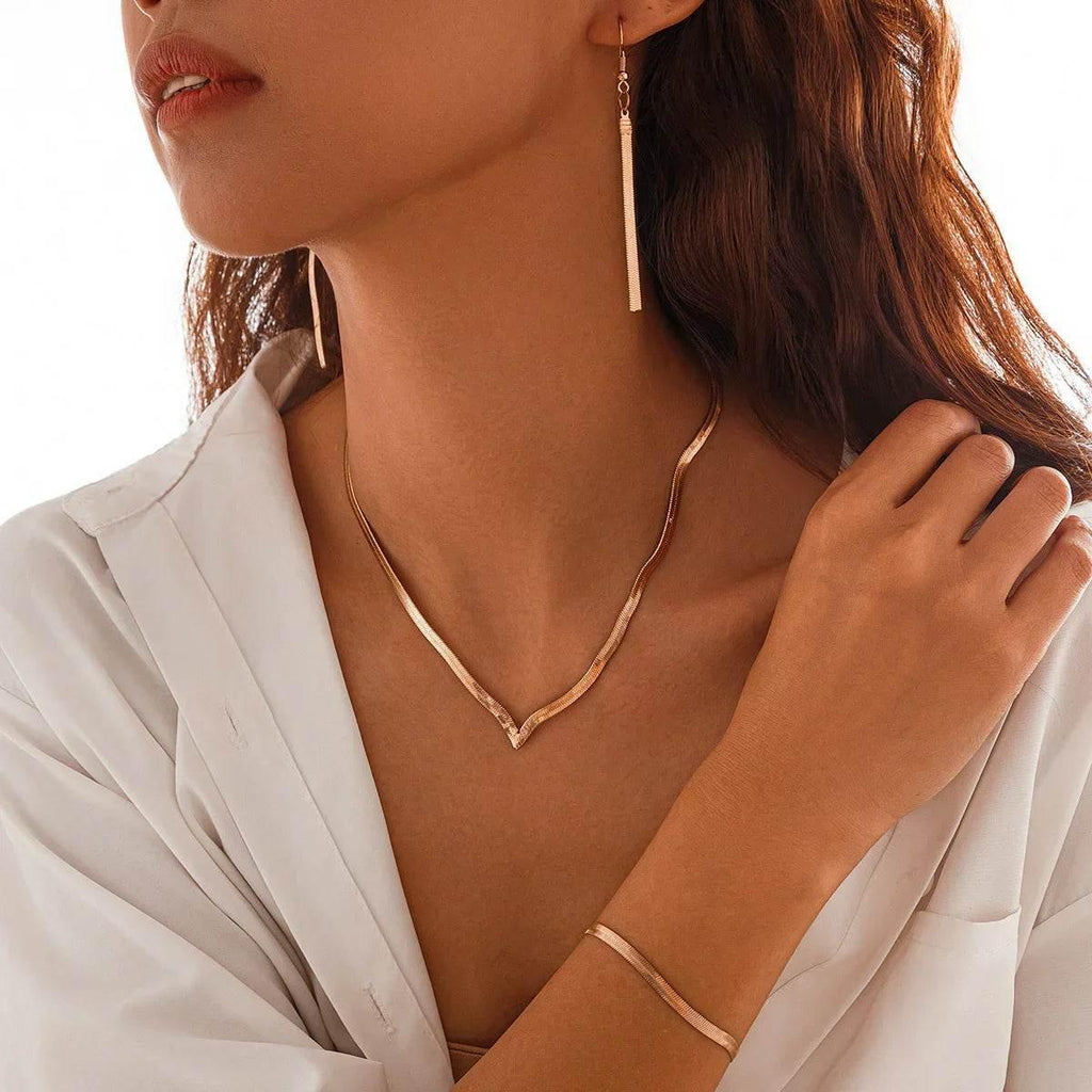 Shop Fashion Flat Snake Necklace Set – fashion necklace - ZA-Zola
