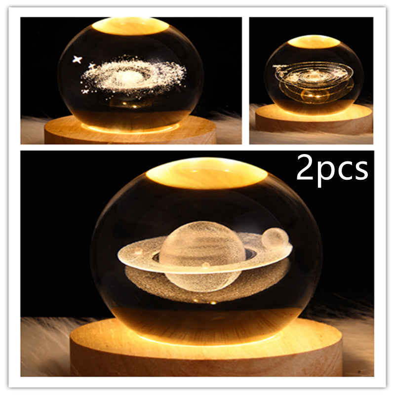LED Galaxy Crystal Ball Night Light 3D Planet Moon Lamp | ZA-Zola