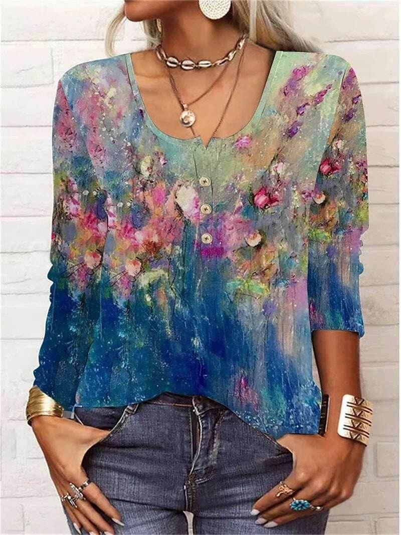 Personalized Floral T-Shirt – Long Sleeve Pullover - ZA-Zola