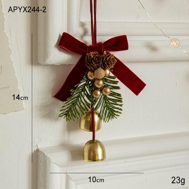 Christmas Bell Ornament Velvet Bow Hanging Decoration - ZA-Zola