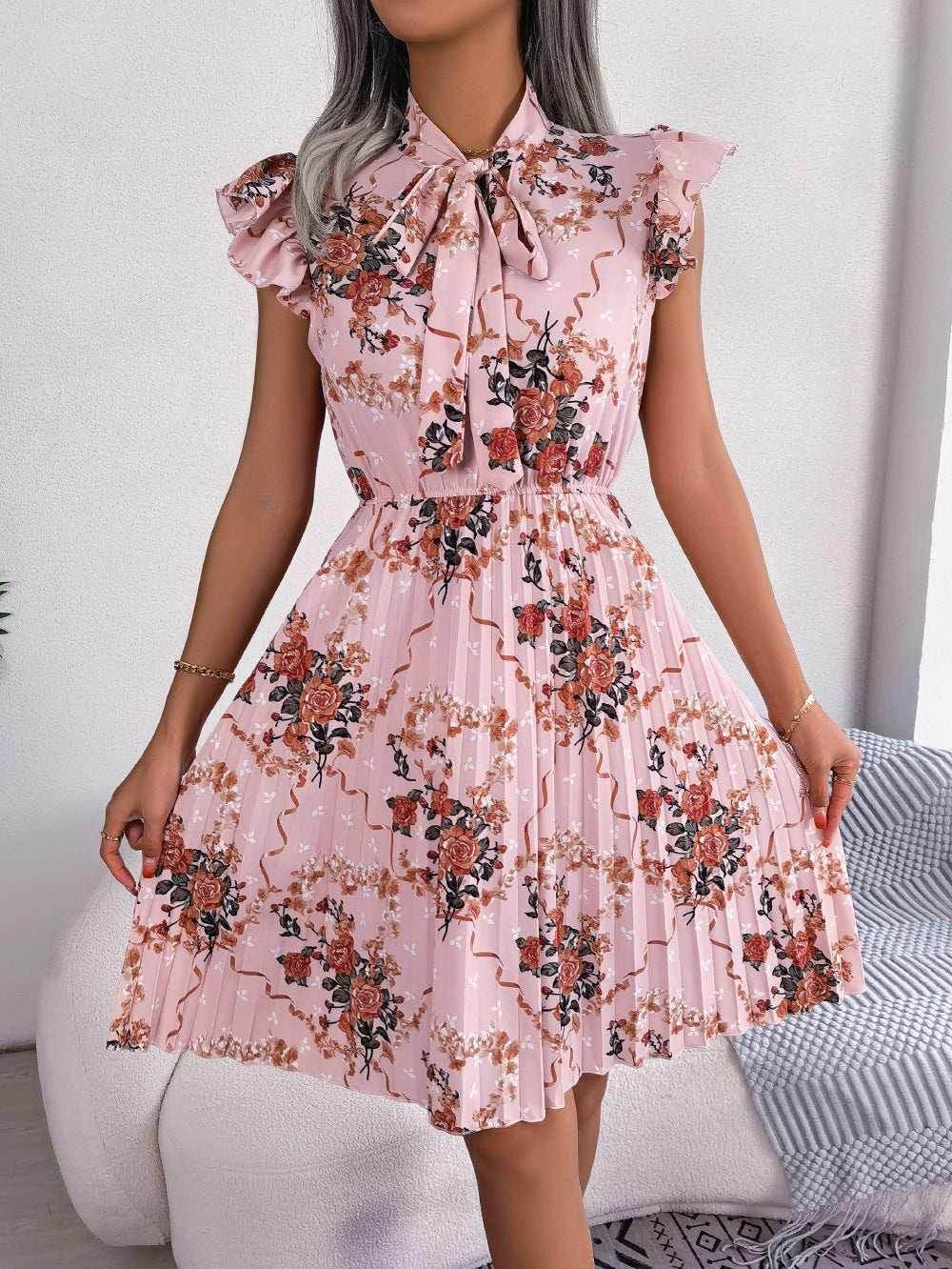 Elegant Floral Pleated Chiffon Skirt – S–XL - ZA-Zola