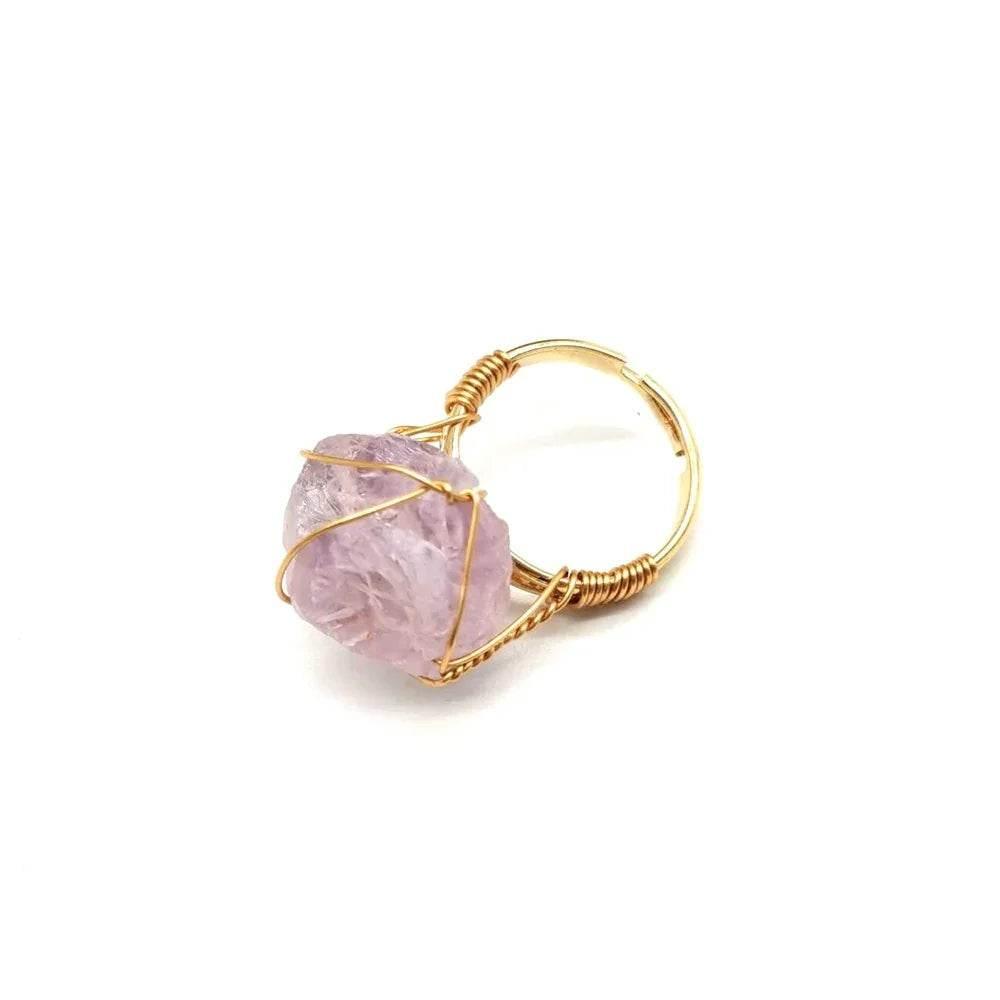 Adjustable Rough Stone Agate Ring – Handmade Style - ZA-Zola