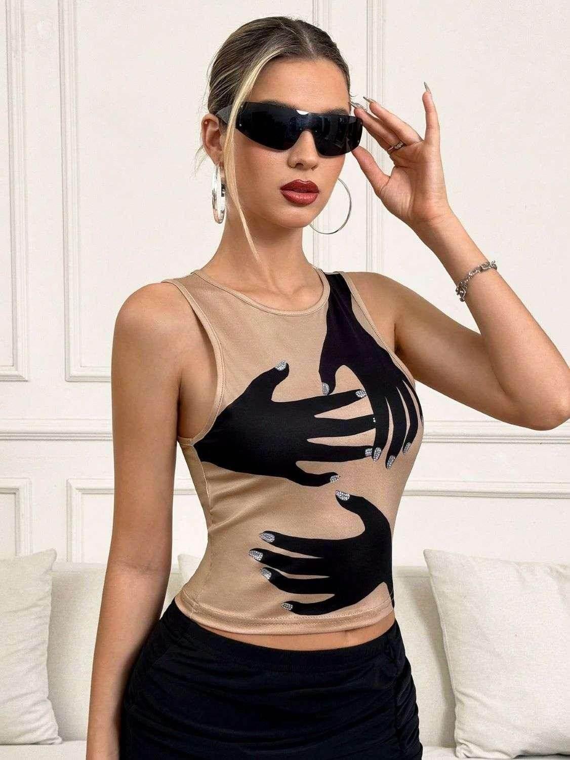 Y2K Printed Tank Vest – Sleeveless Streetwear Top - ZA-Zola