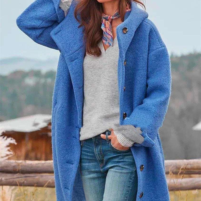 Women Tweed Trench Coat Thickened Medium Length - ZA-Zola