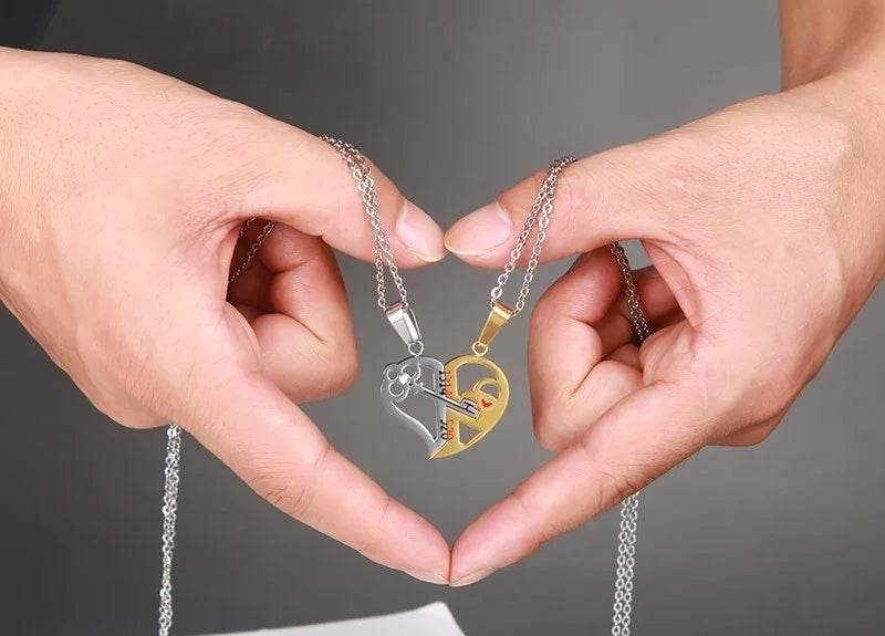 Couples Pendant Love Necklace Set – Stainless Steel - ZA-Zola