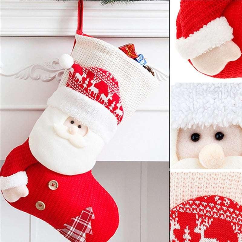 Knitted Christmas Stocking Santa Fireplace Decor - ZA-Zola
