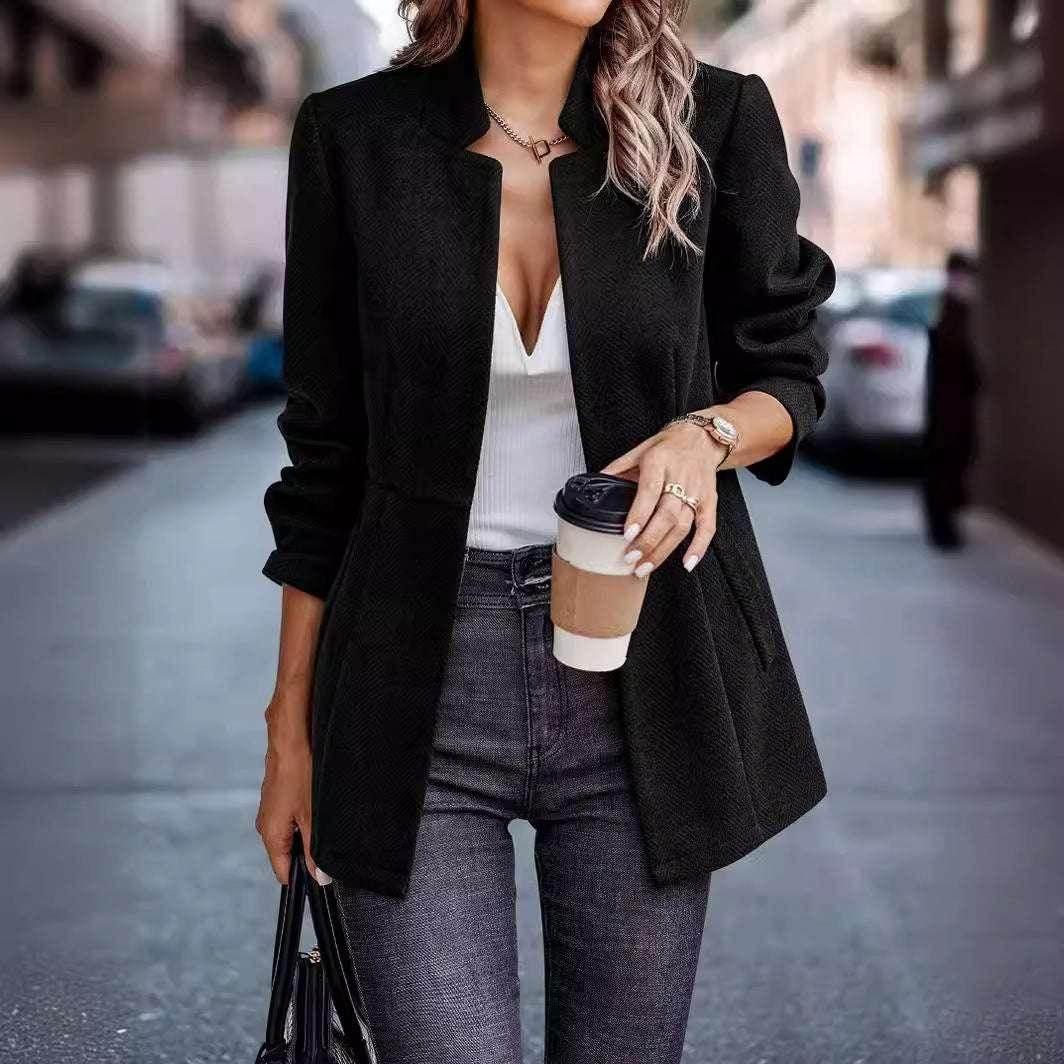 Shop Slim-Fitting Woolen Jacket for Women | Stylish Commuting Overcoat - ZA-Zola