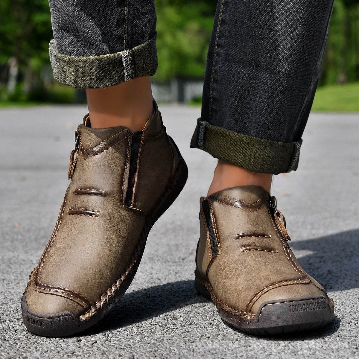 Men’s Flats Ankle Boots | Casual Side Zipper Fashion Shoes - ZA-Zola
