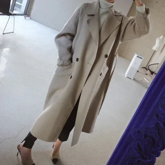 Women Cashmere Coat Long Lapel Winter Style - ZA-Zola