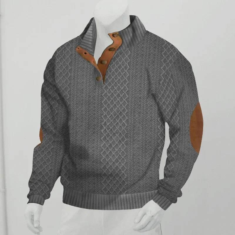 Stand Collar Jacquard Knitted Pullover Sweater - Men's - ZA-Zola