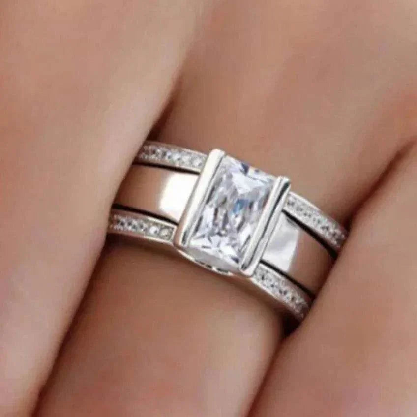 Diamond 3-Piece Fashion Ring Set – Silver Unisex - ZA-Zola