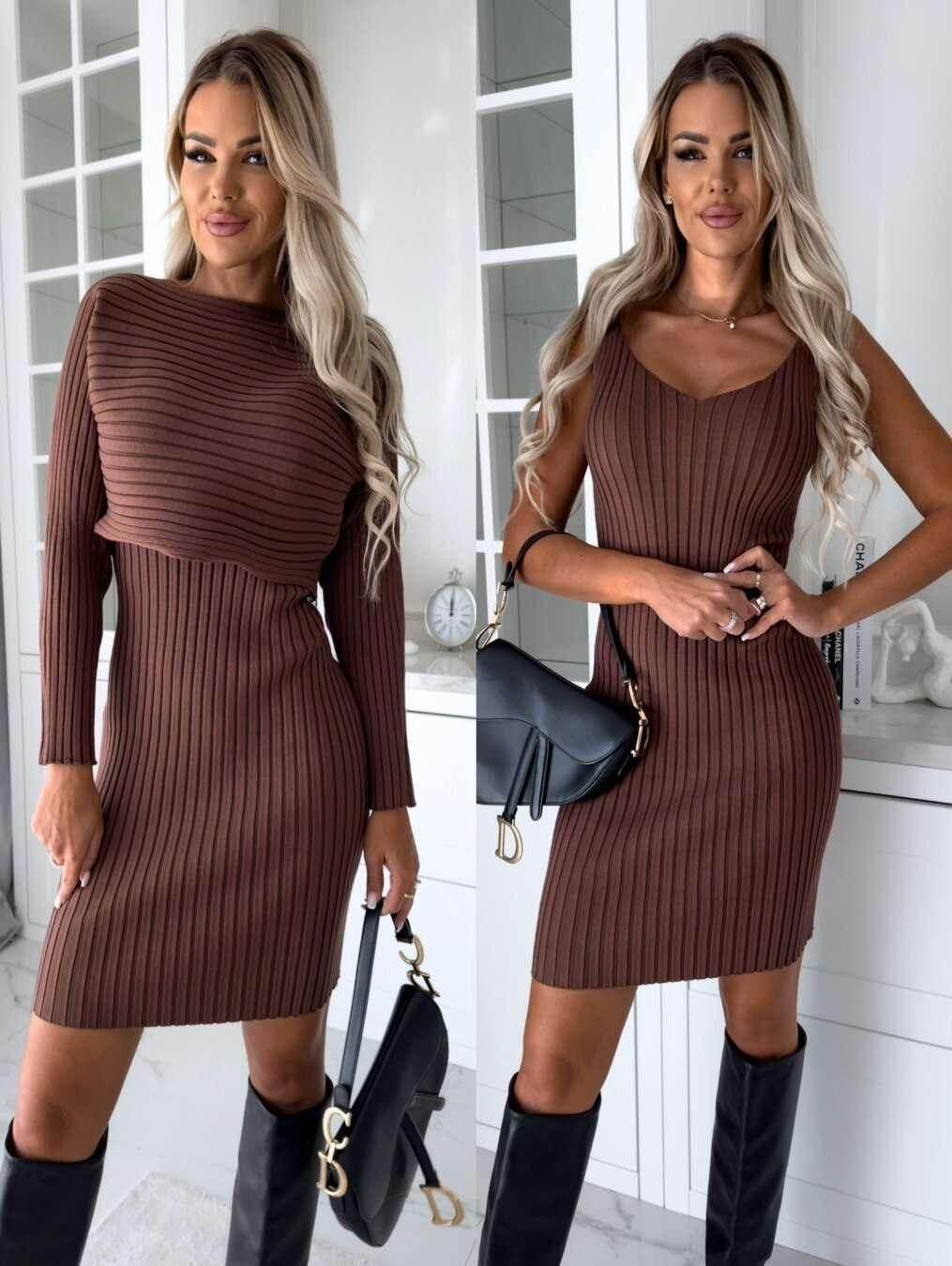 Striped Top & Tight Suspender Skirt Set - ZA-Zola