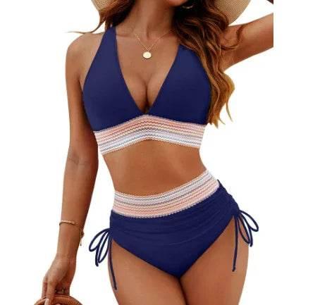 Color Block High-Waisted Drawstring Bikini Set | S–XL - ZA-Zola