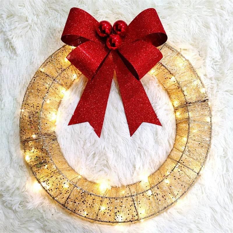 Christmas LED Wreath 50CM – Luminous Garland with Big Bow - ZA-Zola