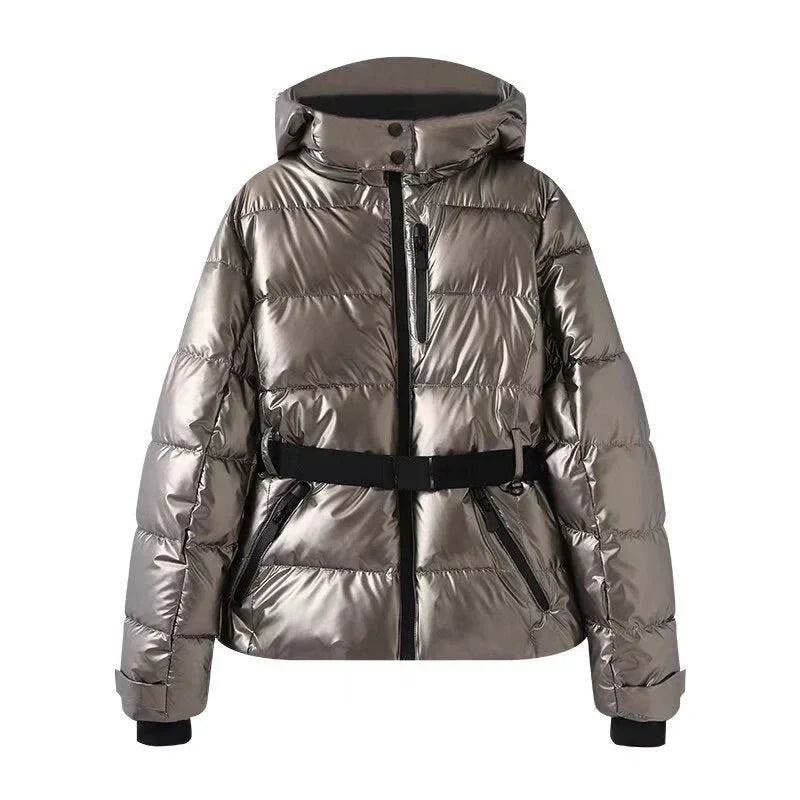 Women Belted Cotton-Padded Jacket – Slim Waist Duck Down Coat - ZA-Zola